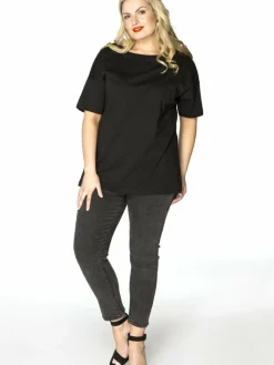 YOEK Jeans*Damen 7/8 Jeans grau uni