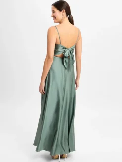 Marie Lund Kleider*Damen Abendkleid khaki uni