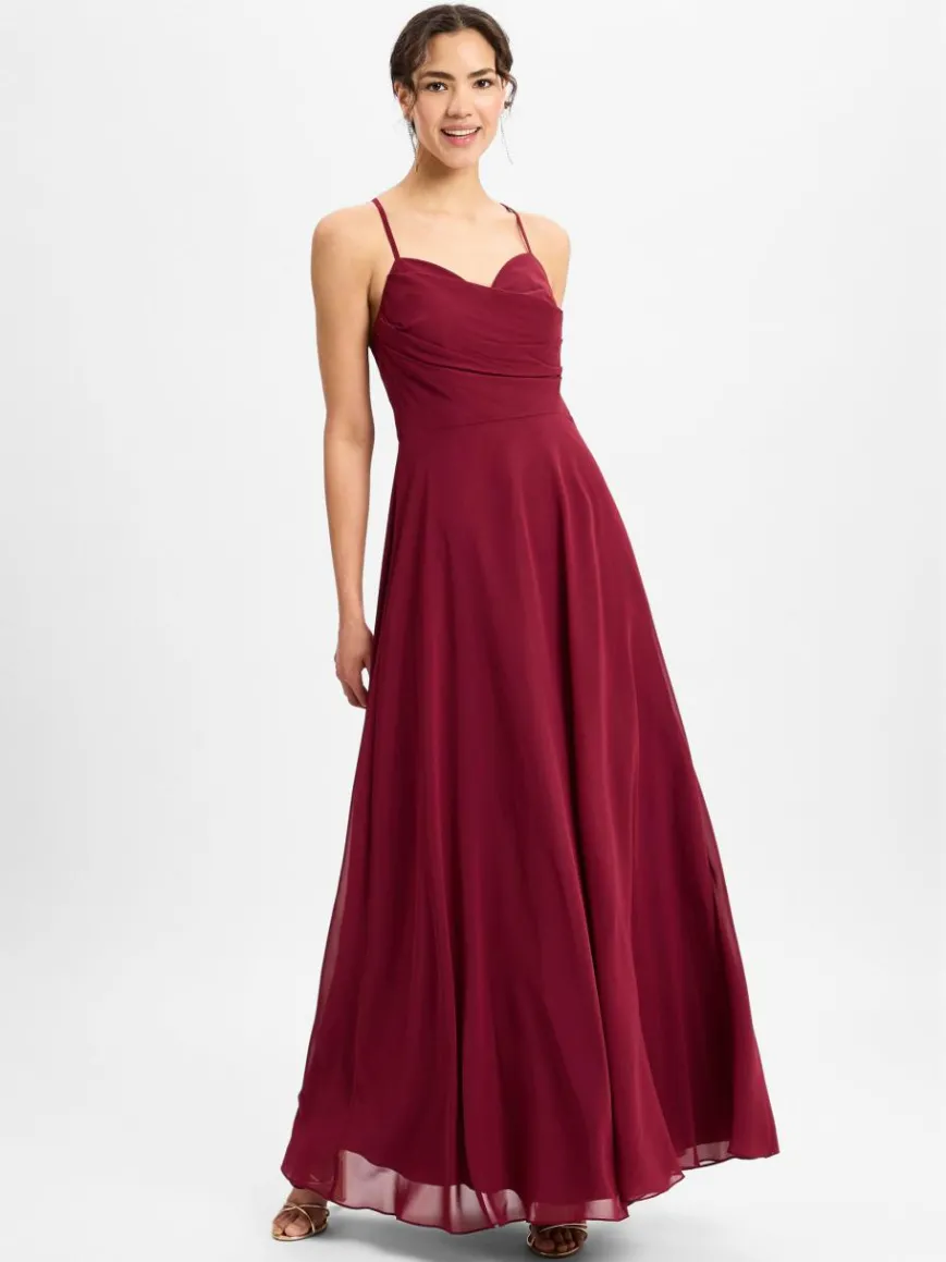 Marie Lund Kleider*Damen Abendkleid bordeaux uni