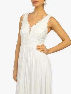 Kraimod Kleider*Damen Abendkleid weiß gemustert