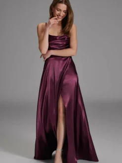 Hey Kyla Kleider*Damen Abendkleid bordeaux uni