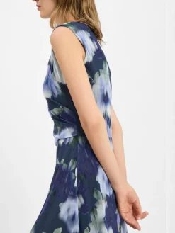 Swing Kleider*Damen Abendkleid marine hellblau gemustert