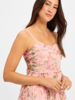 Marie Lund Kleider*Damen Abendkleid rosa mehrfarbig gemustert