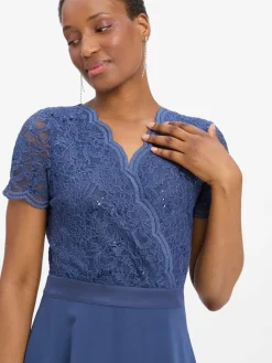 Swing Kleider*Damen Abendkleid blau uni