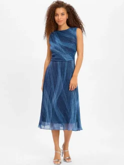 Swing Kleider*Damen Abendkleid marine gemustert