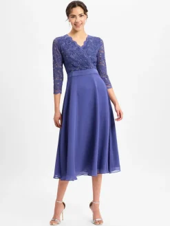 Swing Kleider*Damen Abendkleid blau uni