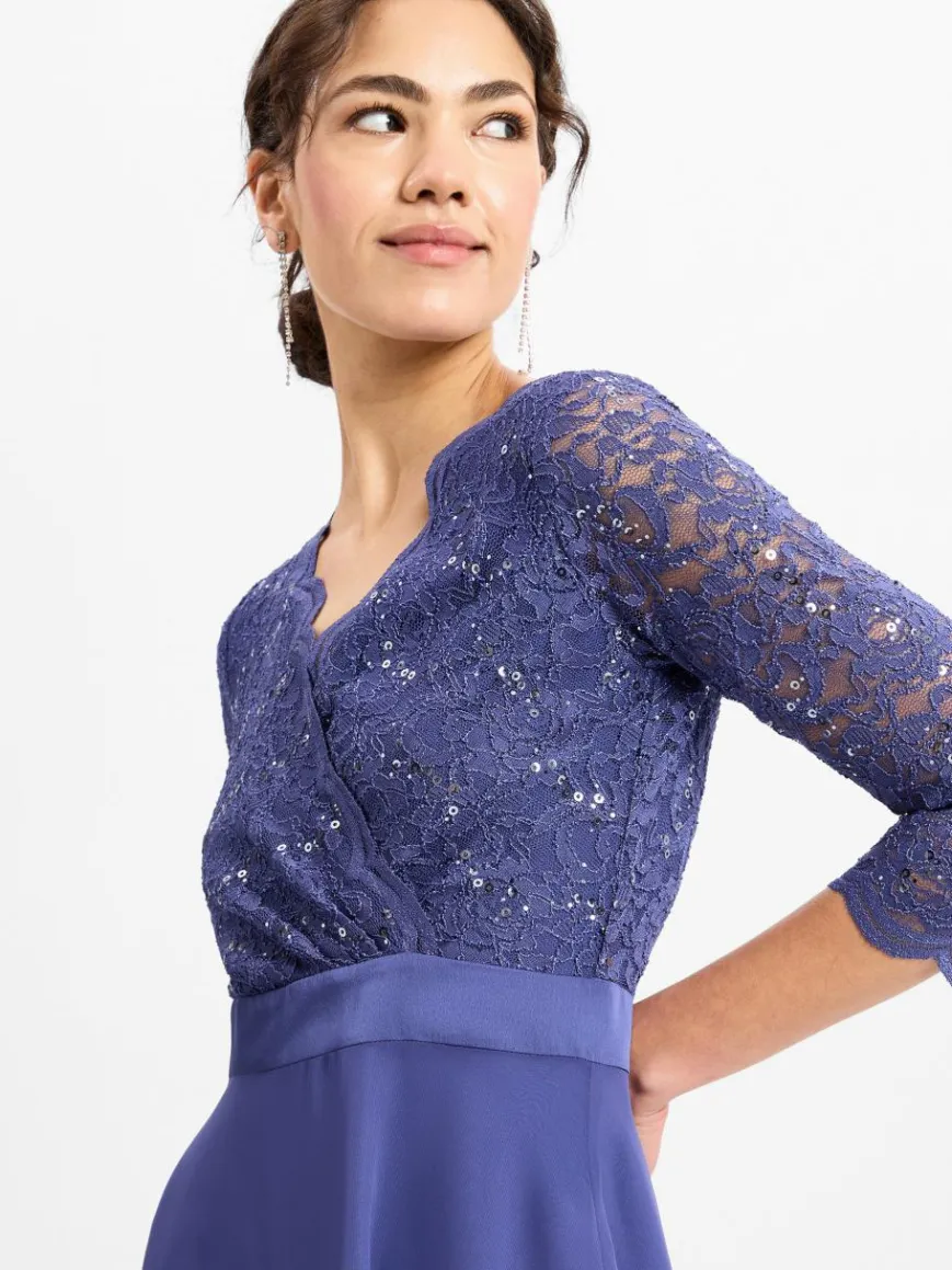 Swing Kleider*Damen Abendkleid blau uni