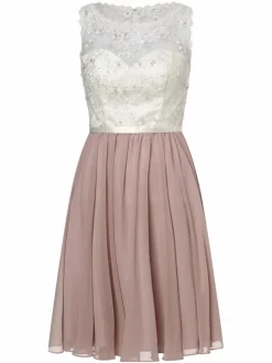 Luxuar Fashion Kleider*Damen Abendkleid ecru rosenholz uni