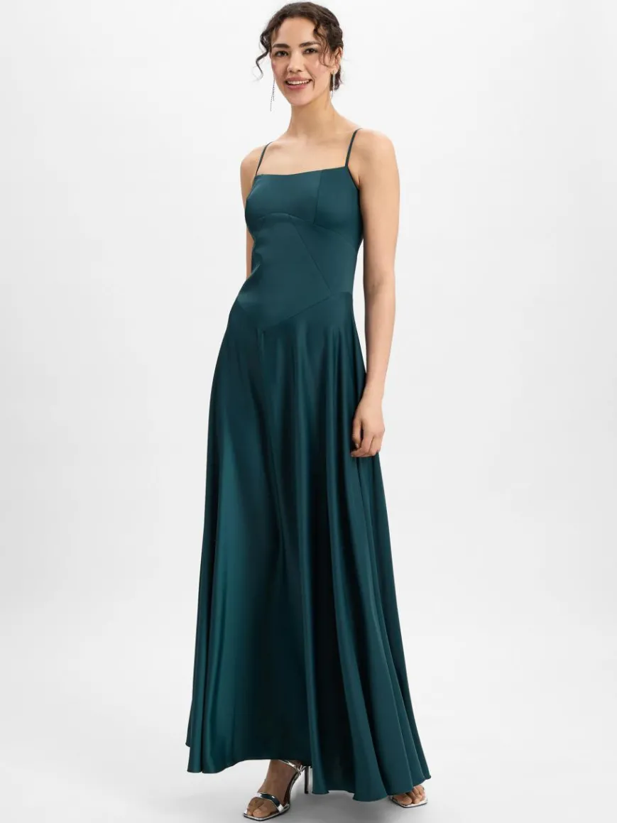 Marie Lund Kleider*Damen Abendkleid tanne uni