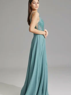 Hey Kyla Kleider*Damen Abendkleid aqua uni