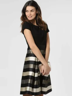 Marie Lund Kleider*Damen Abendkleid schwarz gold gestreift