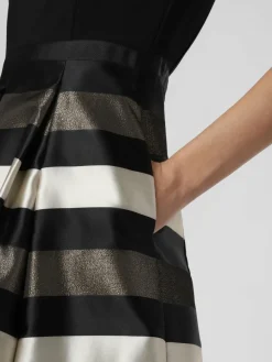 Marie Lund Kleider*Damen Abendkleid schwarz gold gestreift