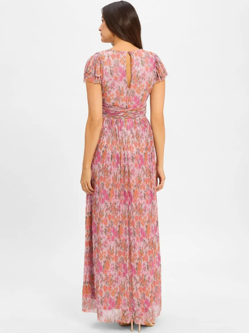 Swing Kleider*Damen Abendkleid altrosa orange gemustert