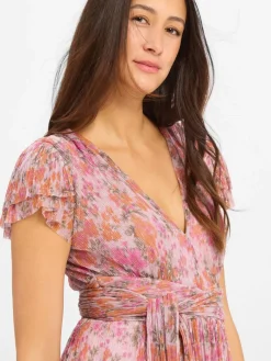 Swing Kleider*Damen Abendkleid altrosa orange gemustert