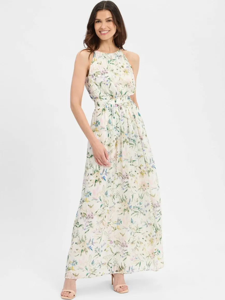 Swing Kleider*Damen Abendkleid weiß mehrfarbig gemustert