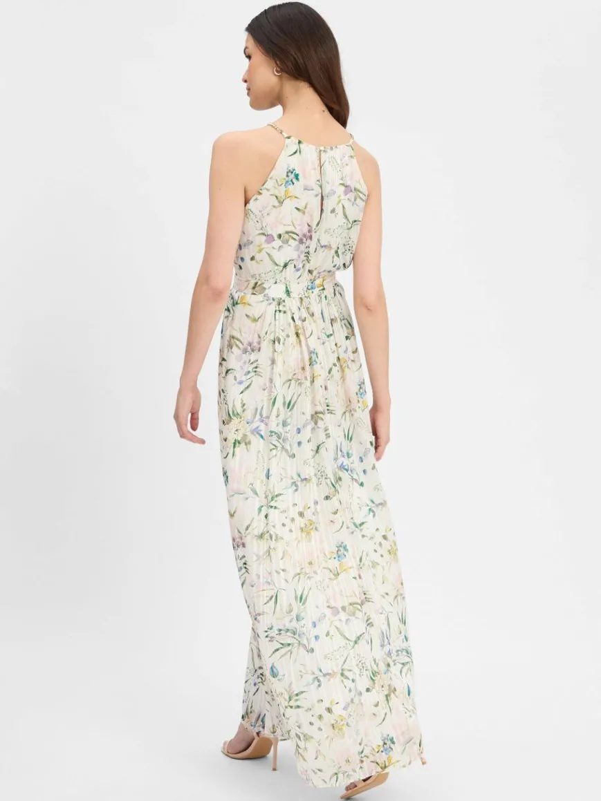 Swing Kleider*Damen Abendkleid weiß mehrfarbig gemustert