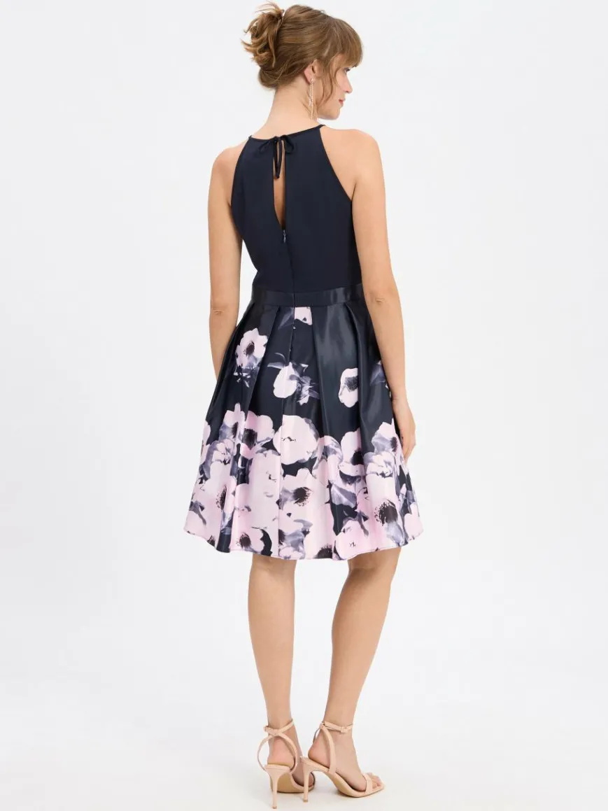 VM Kleider*Damen Abendkleid marine rosa gemustert