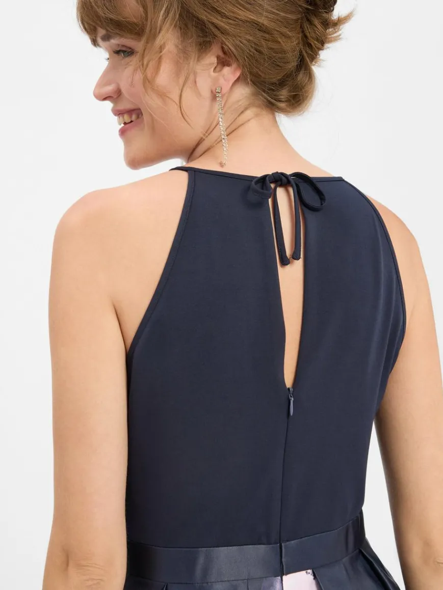 VM Kleider*Damen Abendkleid marine rosa gemustert