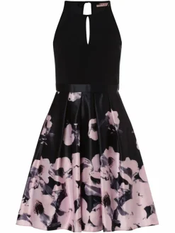 VM Kleider*Damen Abendkleid marine rosa gemustert