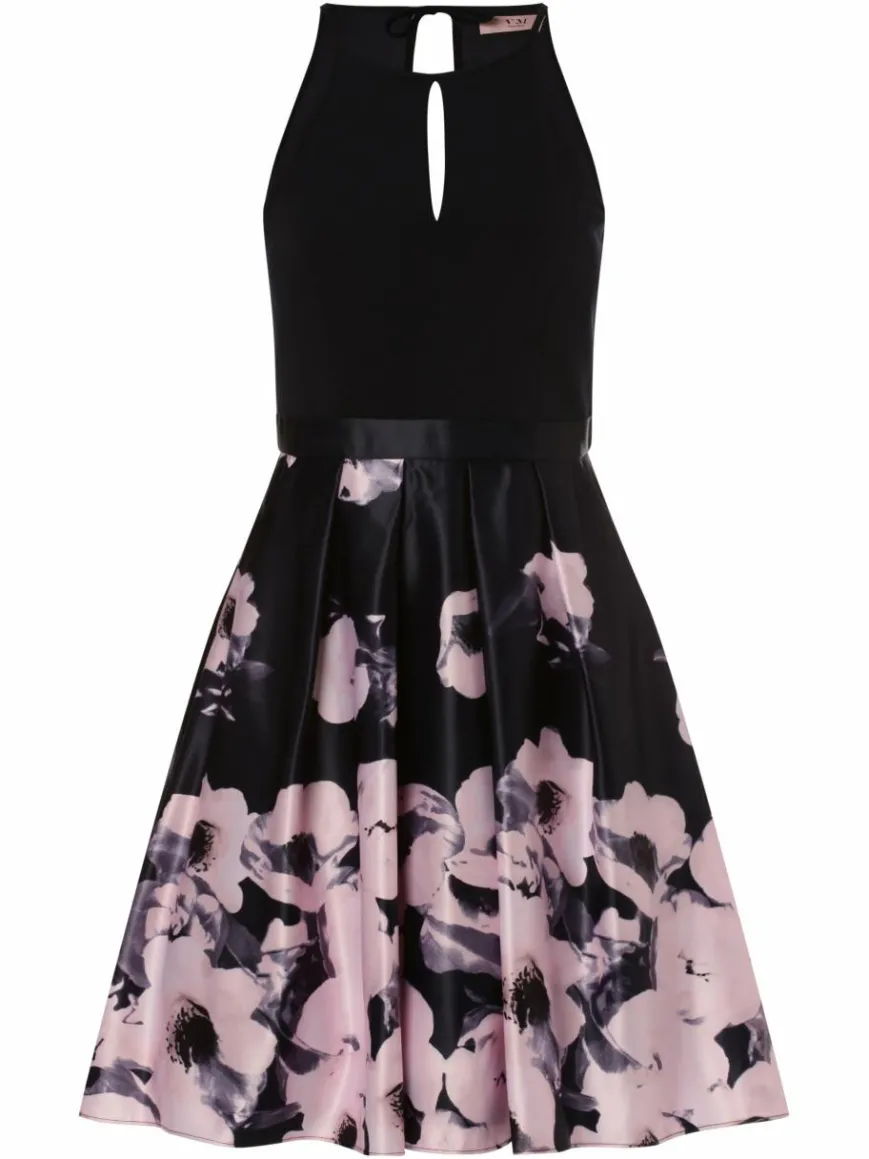 VM Kleider*Damen Abendkleid marine rosa gemustert