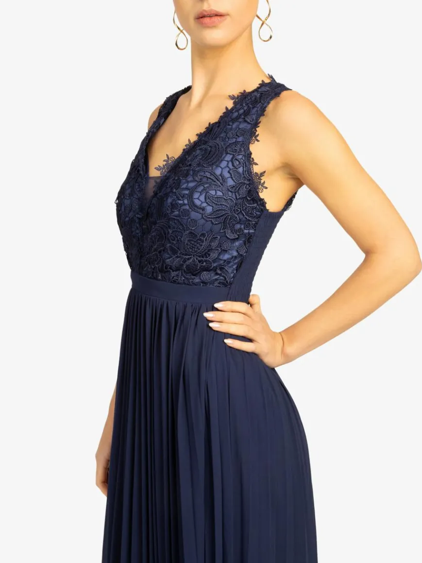 Kraimod Kleider*Damen Abendkleid marine gemustert