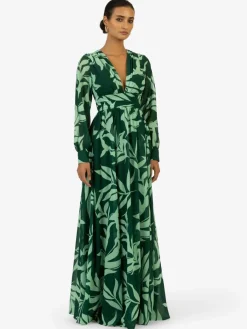 Kraimod Kleider*Damen Abendkleid grün gemustert