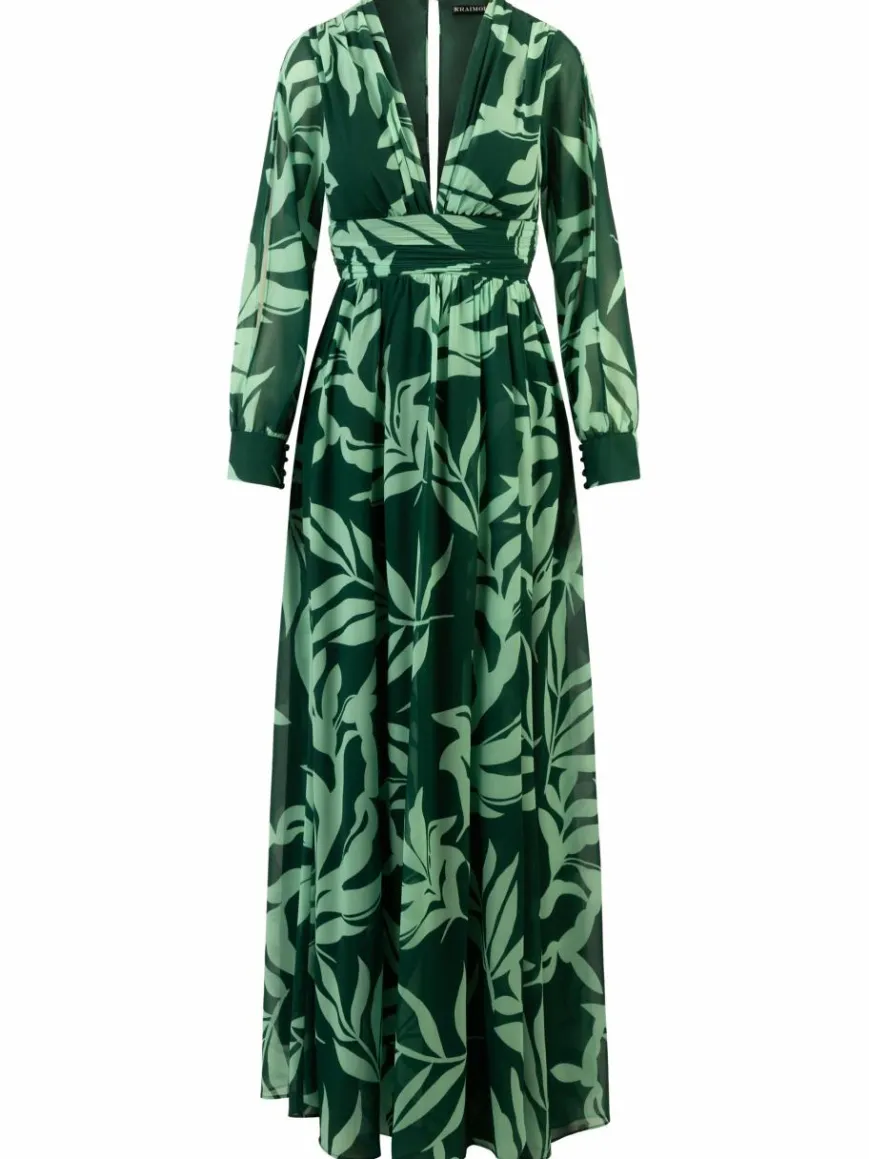 Kraimod Kleider*Damen Abendkleid grün gemustert