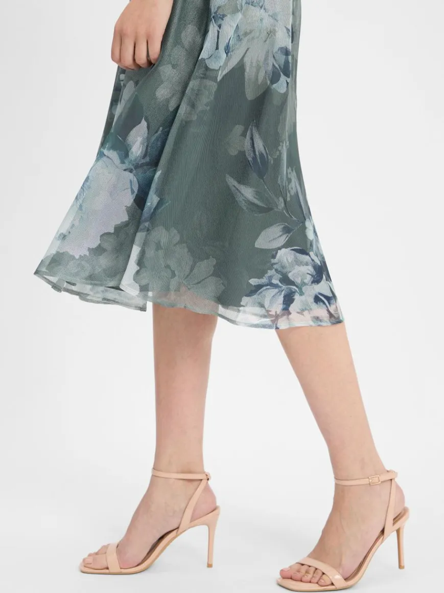 Swing Kleider*Damen Abendkleid weiß schilf gemustert