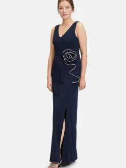 Vera Mont Kleider*Damen Abendkleid marine blau uni
