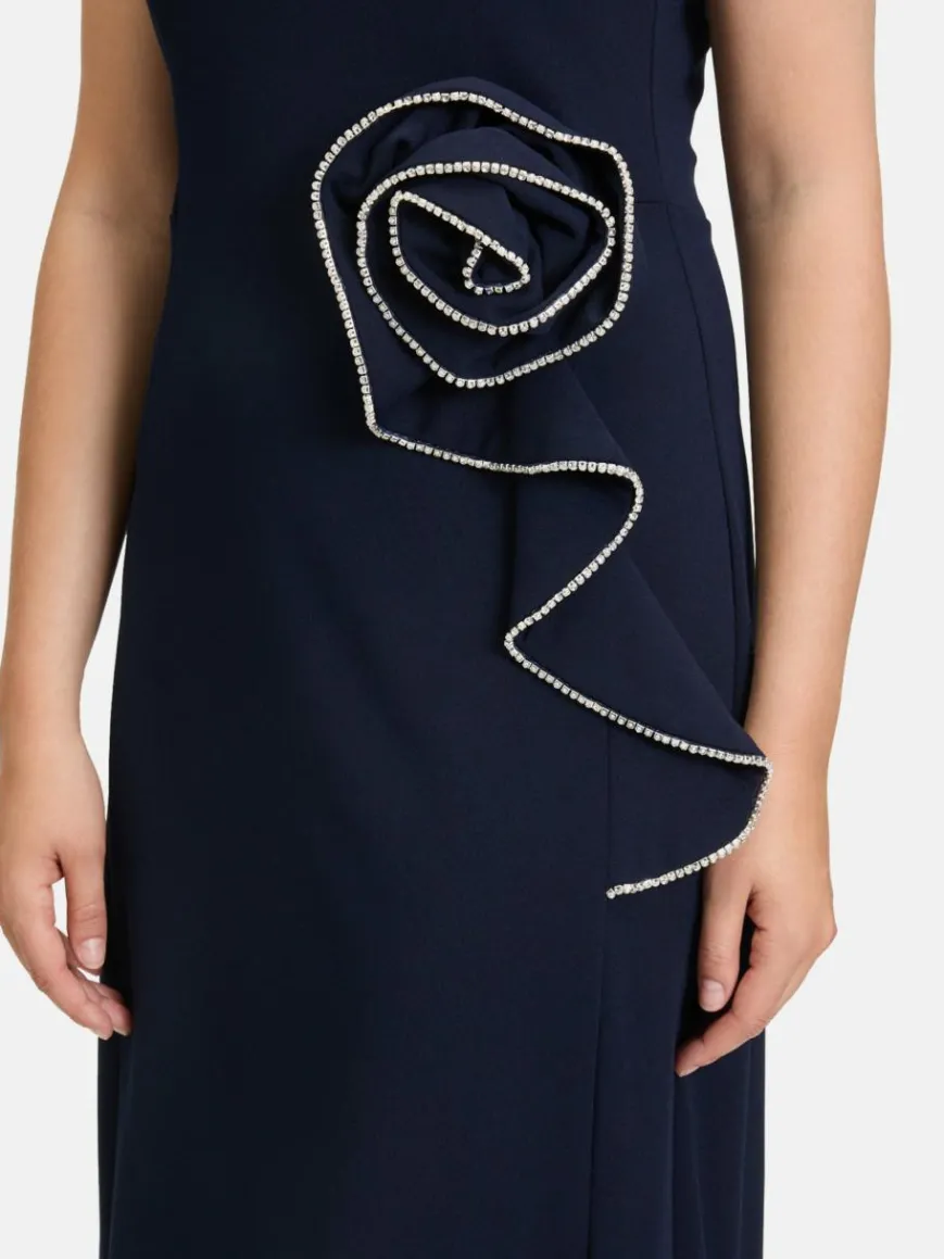 Vera Mont Kleider*Damen Abendkleid marine blau uni