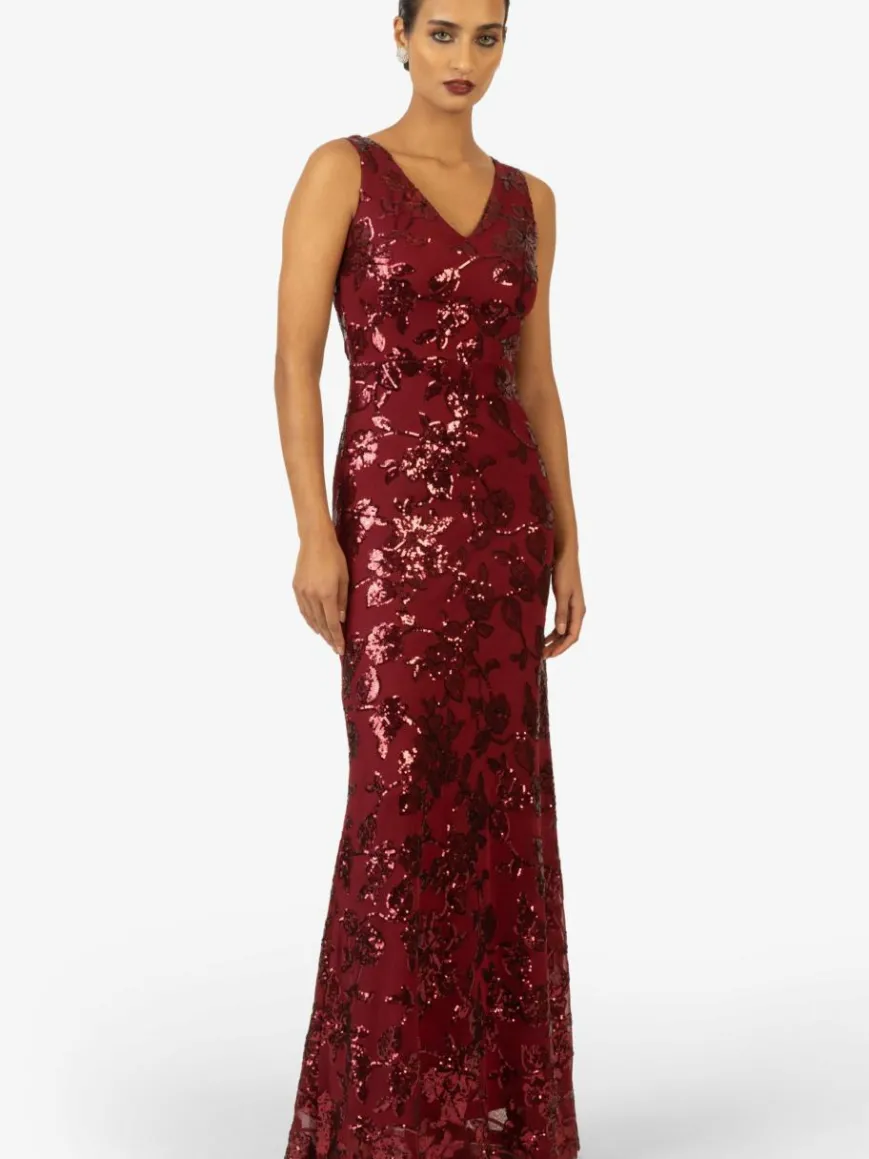 Kraimod Kleider*Damen Abendkleid bordeaux gemustert