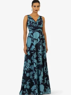 Kraimod Kleider*Damen Abendkleid marine gemustert