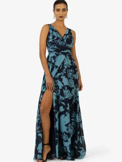 Kraimod Kleider*Damen Abendkleid marine gemustert