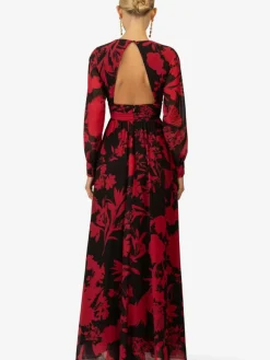 Kraimod Kleider*Damen Abendkleid rot gemustert