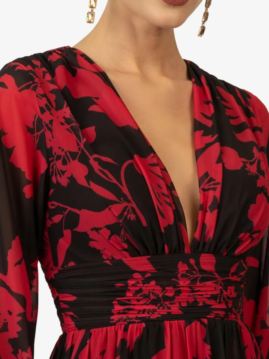 Kraimod Kleider*Damen Abendkleid rot gemustert