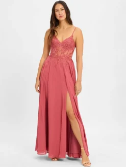 Luxuar Fashion Kleider*Damen Abendkleid rosenholz uni