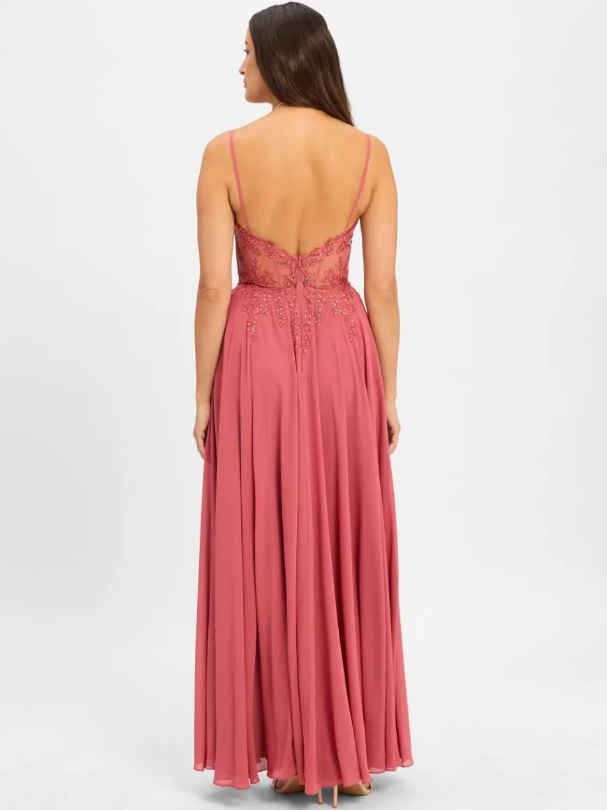 Luxuar Fashion Kleider*Damen Abendkleid rosenholz uni