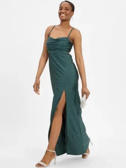 VM Kleider*Damen Abendkleid tanne uni