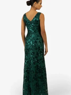 Kraimod Kleider*Damen Abendkleid grün gemustert