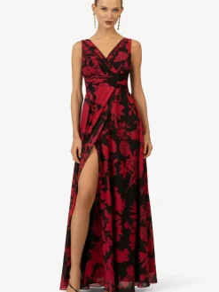 Kraimod Kleider*Damen Abendkleid rot gemustert