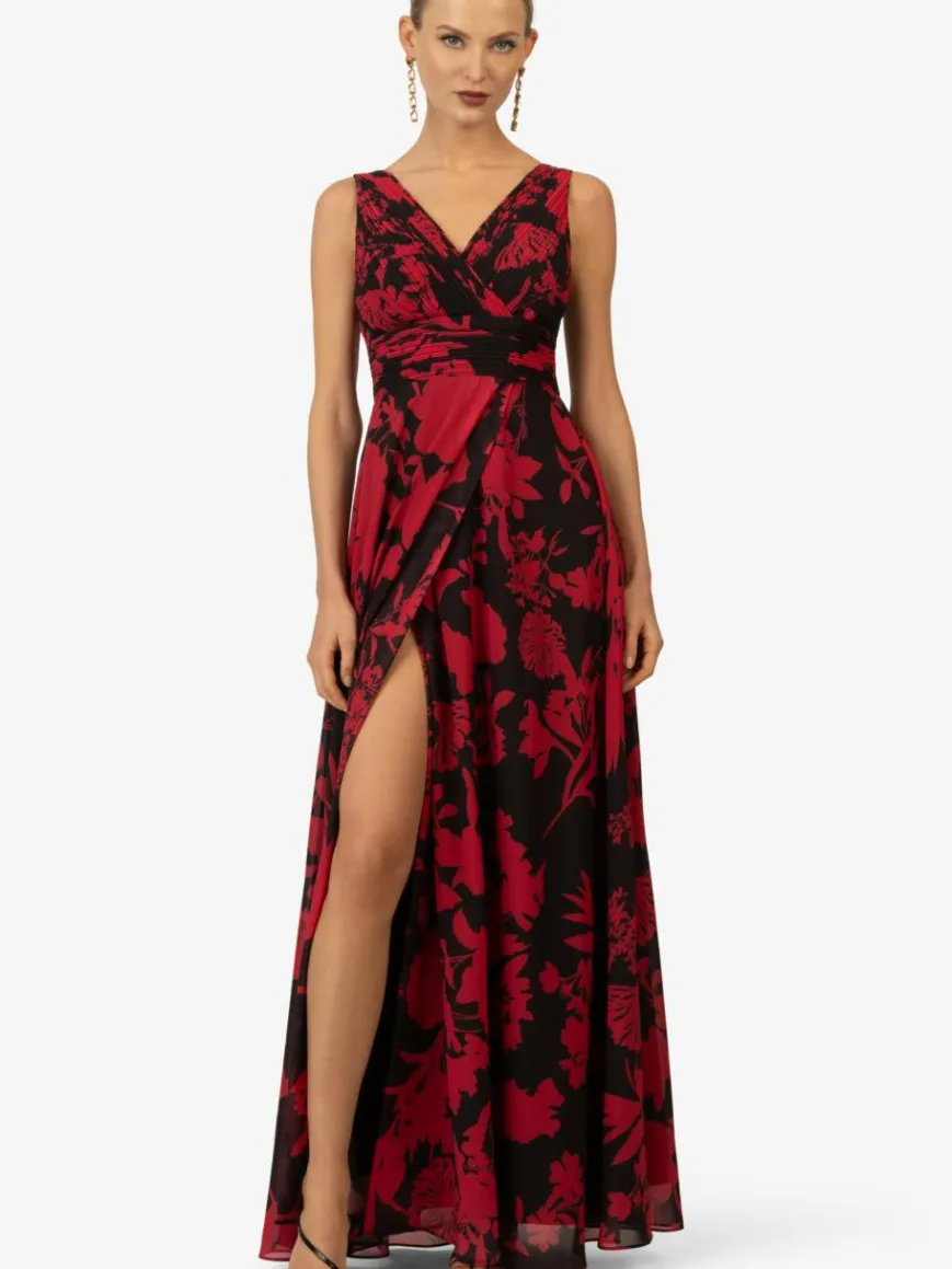 Kraimod Kleider*Damen Abendkleid rot gemustert