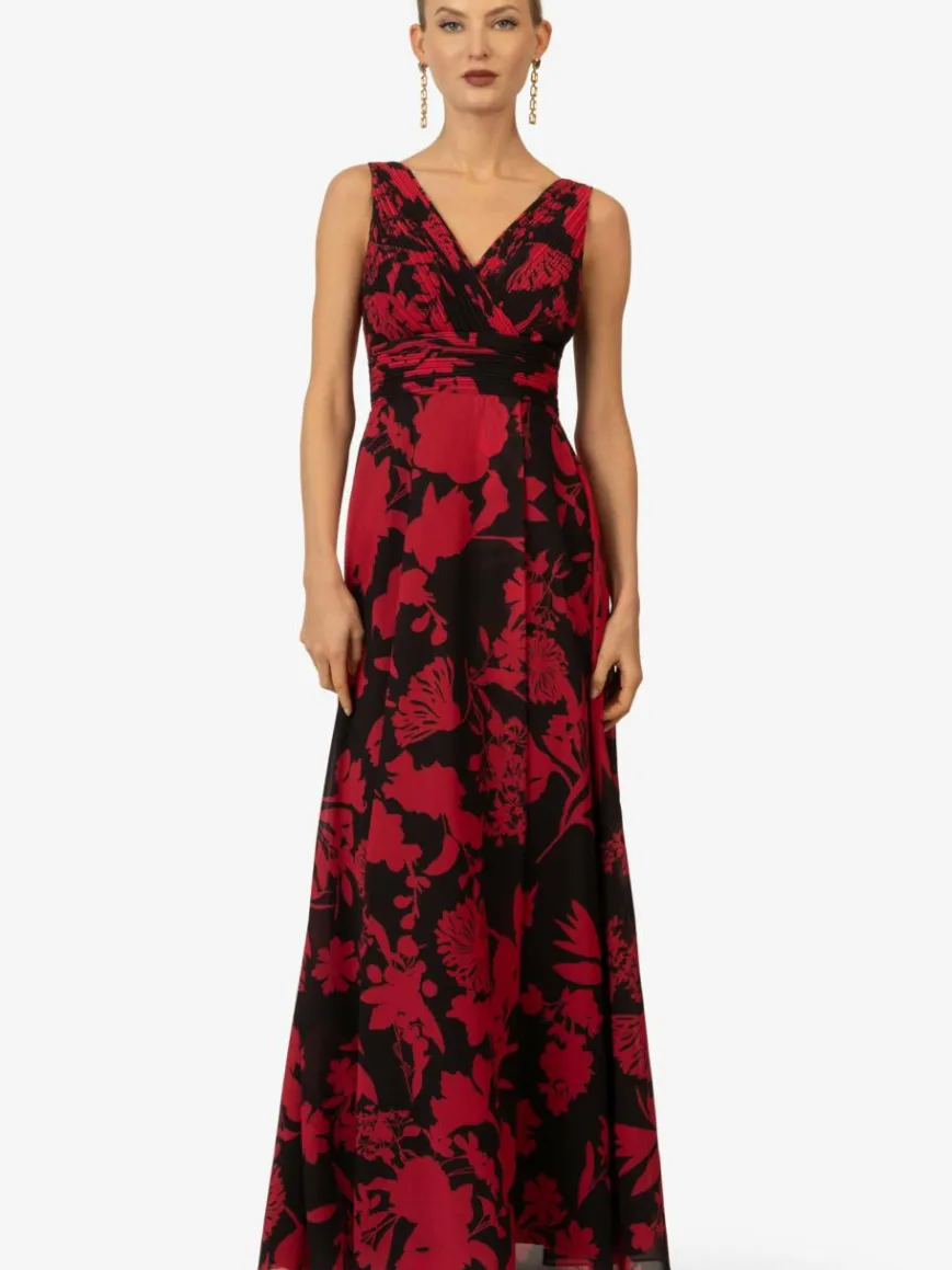 Kraimod Kleider*Damen Abendkleid rot gemustert