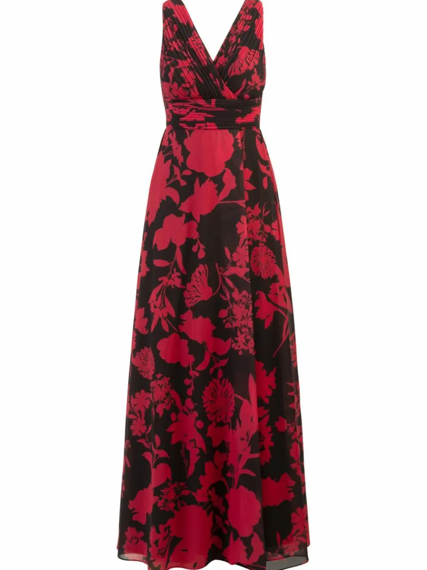 Kraimod Kleider*Damen Abendkleid rot gemustert