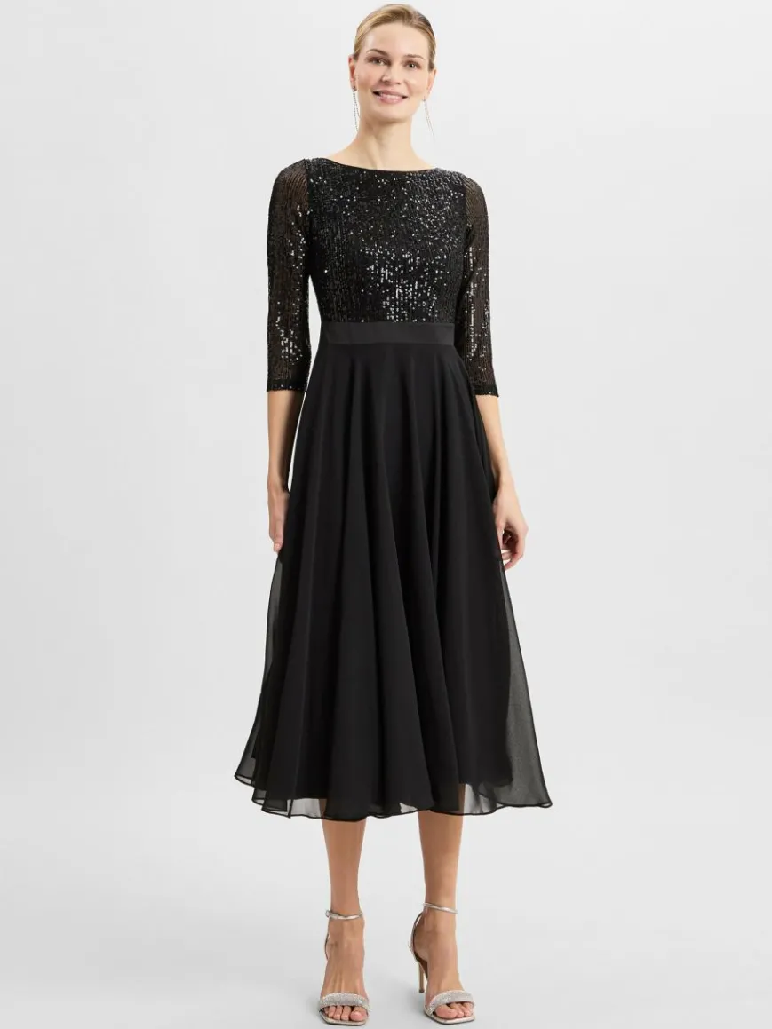 Swing Kleider*Damen Abendkleid schwarz uni