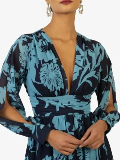 Kraimod Kleider*Damen Abendkleid marine gemustert