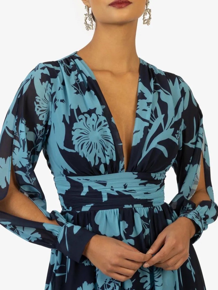 Kraimod Kleider*Damen Abendkleid marine gemustert