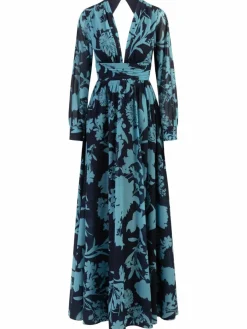 Kraimod Kleider*Damen Abendkleid marine gemustert