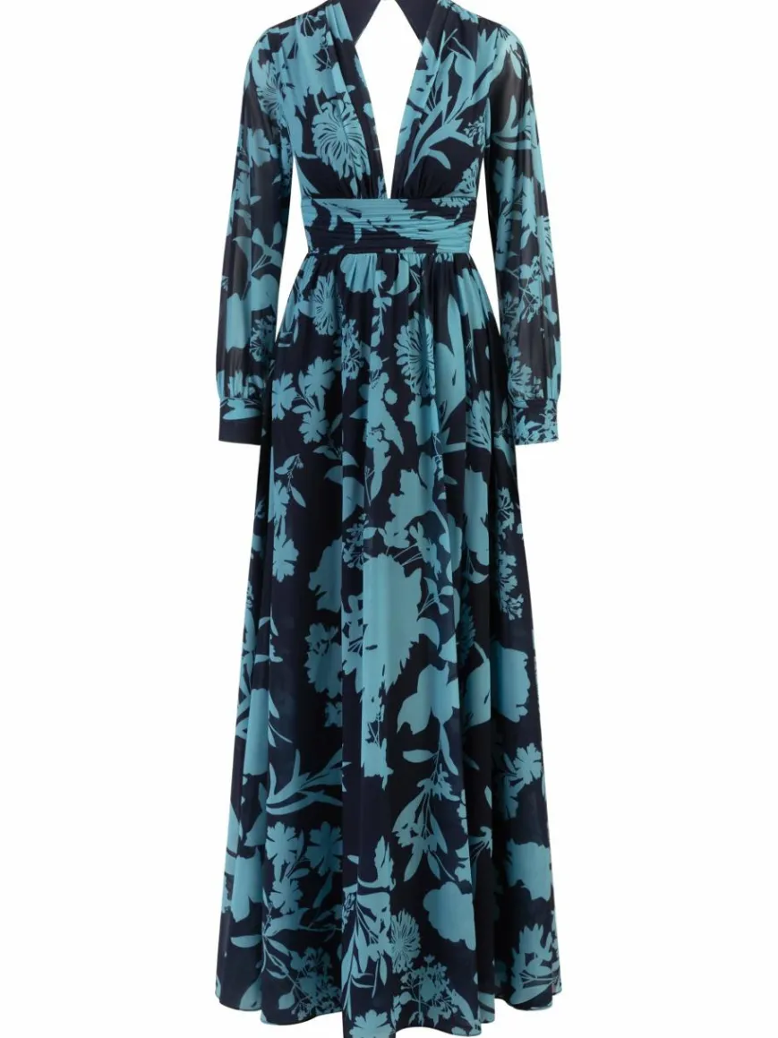 Kraimod Kleider*Damen Abendkleid marine gemustert