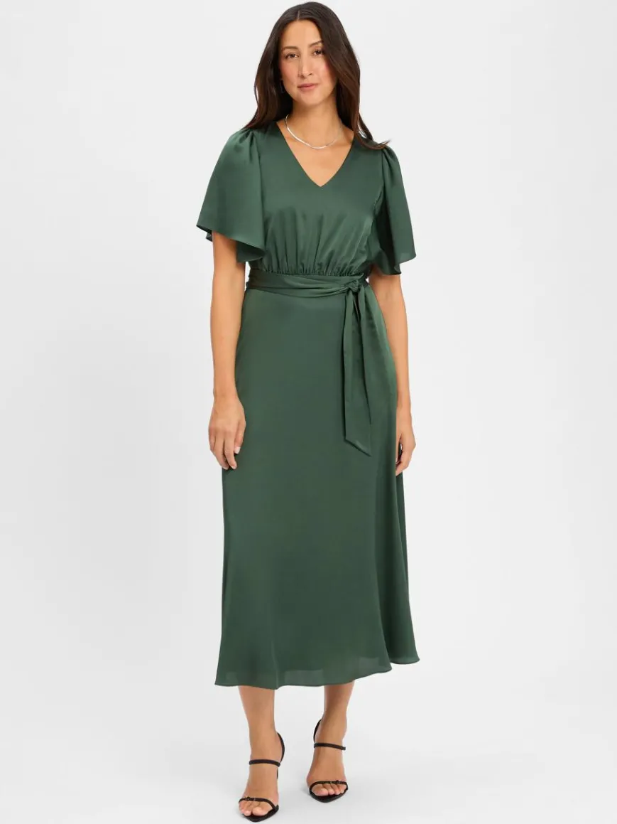 Marie Lund Kleider*Damen Abendkleid tanne uni