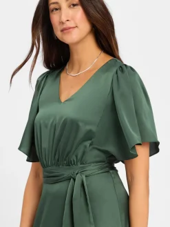 Marie Lund Kleider*Damen Abendkleid tanne uni